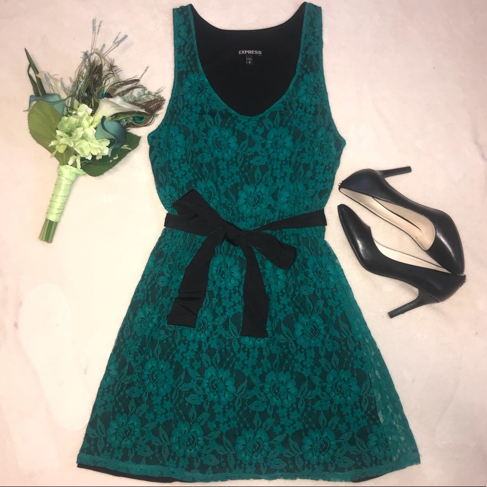 Teal Blue Green Lace Dress
